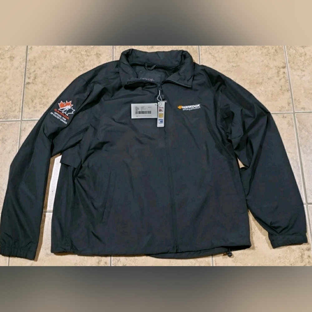 Windbreaker Jacket North End Black (XL) Brand New W/Tags Hankook Hockey Logos